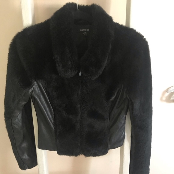 bebe Jackets & Blazers - Black faux fur and leather babe jacket